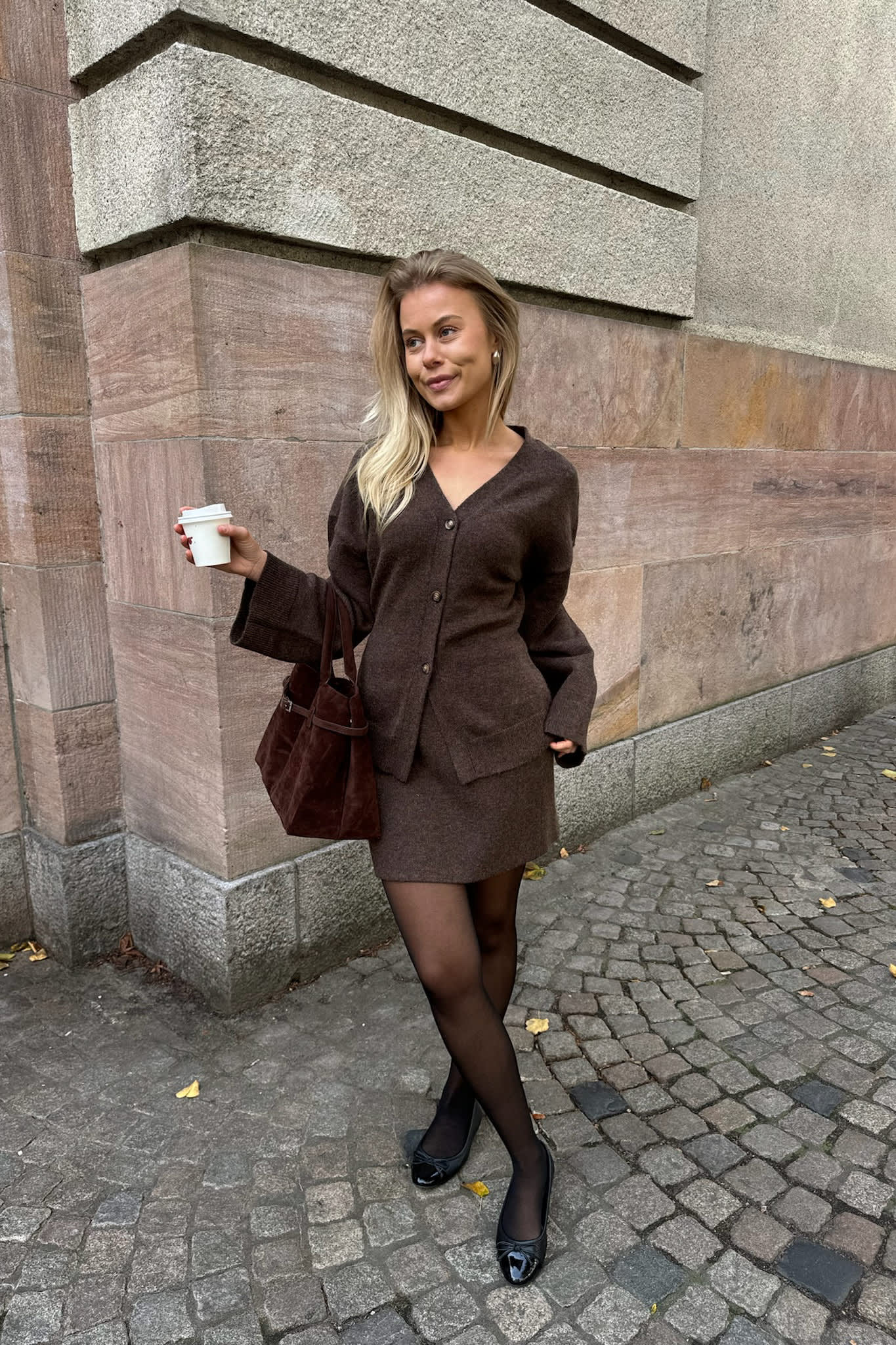 SofieIC Knit Skirt - Dark Brown - Image 3