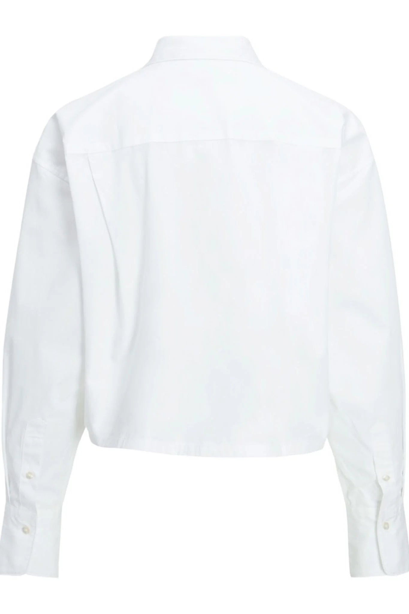 JXSolly 2 Pocket Poplin LS Cropped Shirt - White - Image 5
