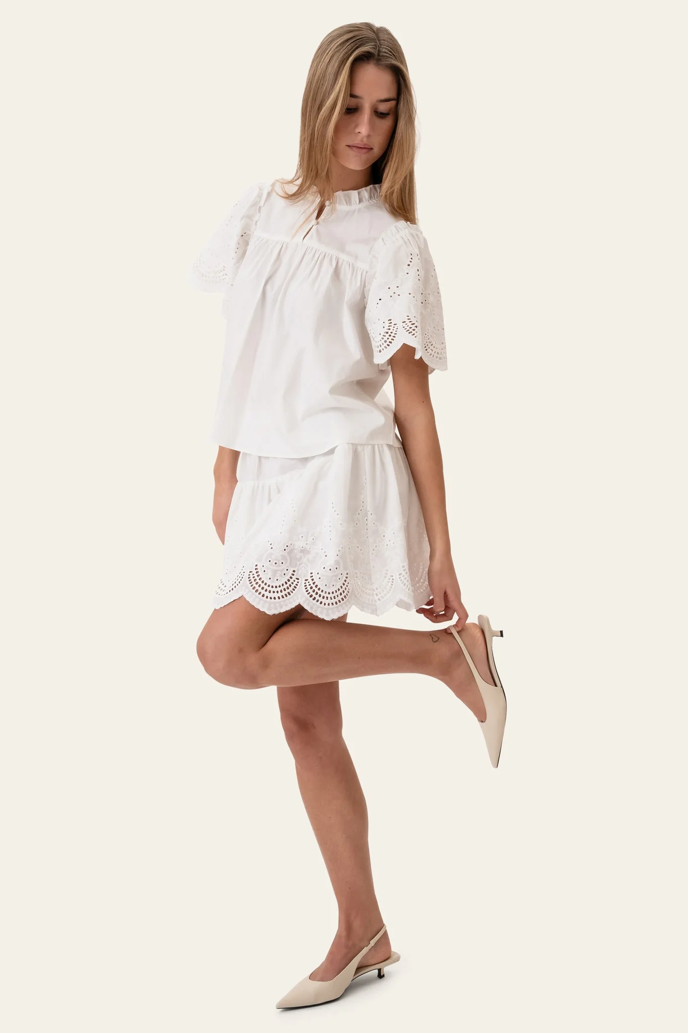 SolveigIC Mini Skirt - White Embroidery - Image 6