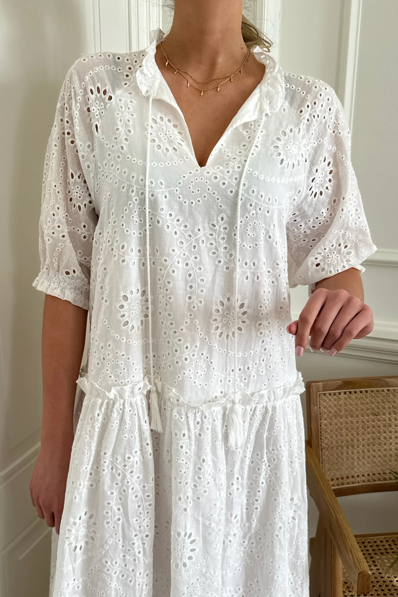 SonjaIC Long Dress - White Embroidery - Image 10