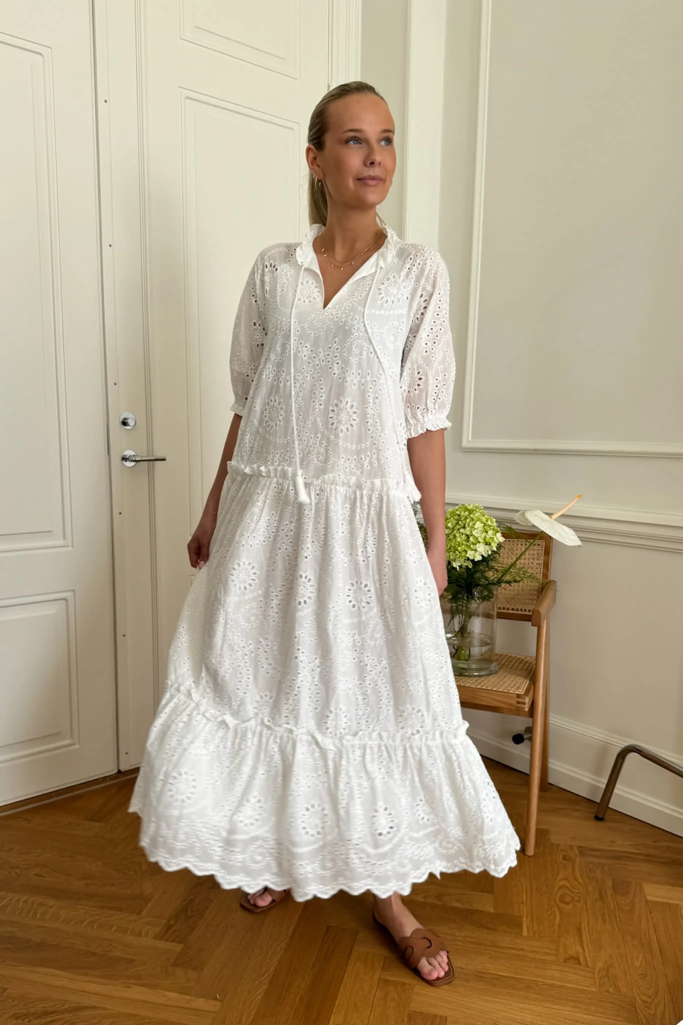 SonjaIC Long Dress - White Embroidery - Image 11