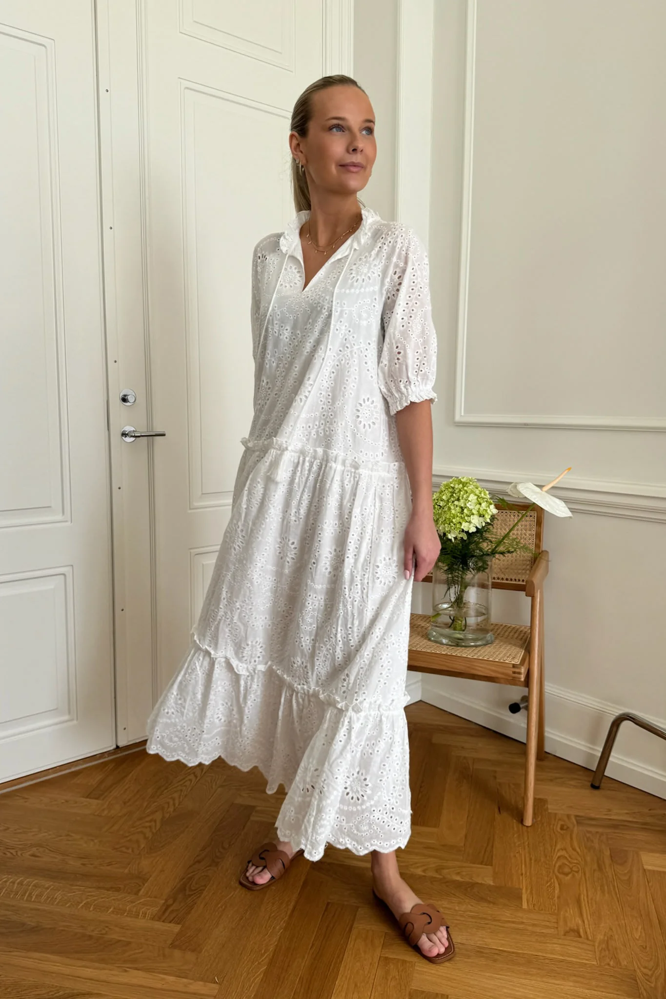 SonjaIC Long Dress - White Embroidery - Image 12