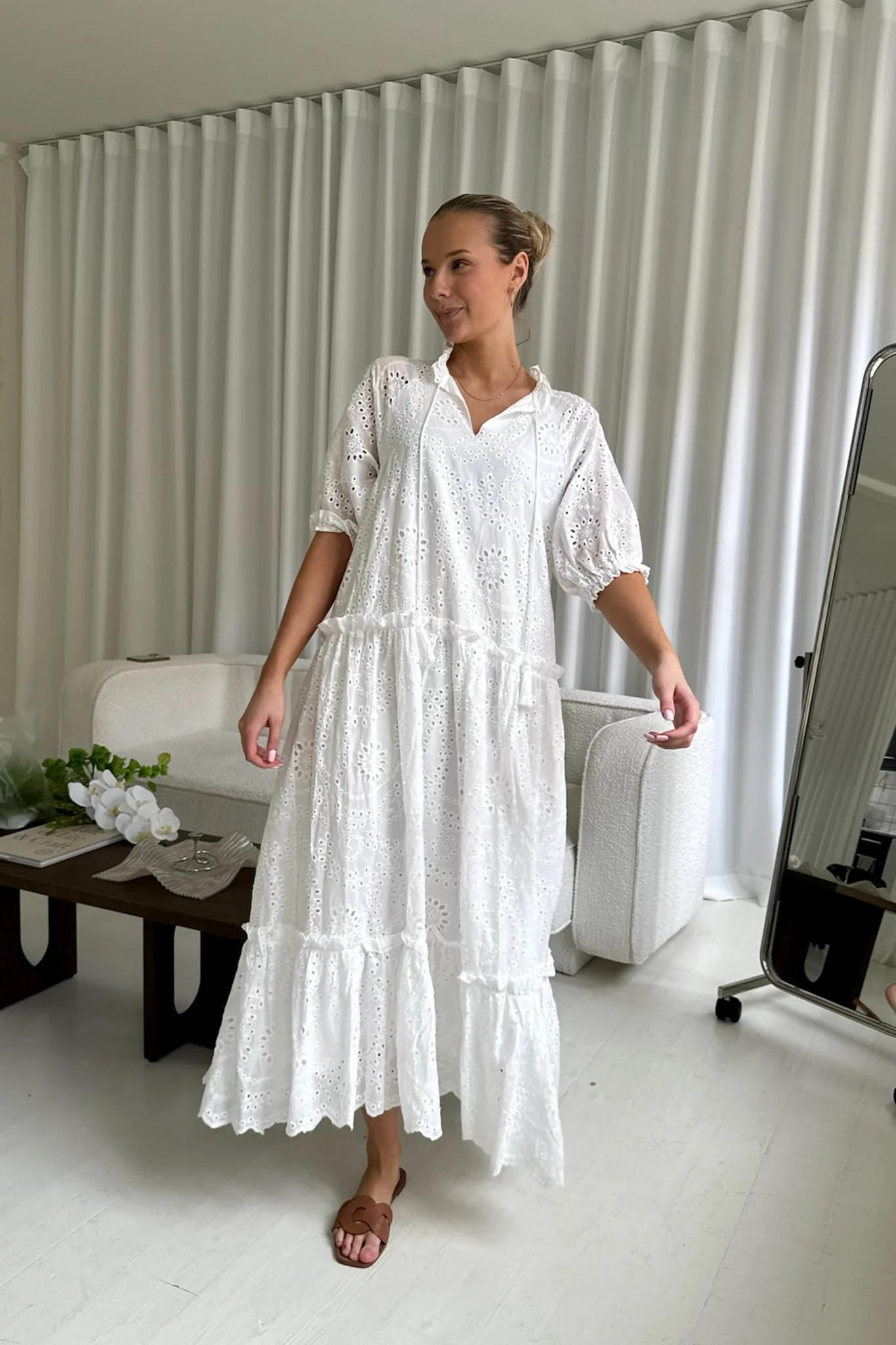 SonjaIC Long Dress - White Embroidery - Image 7