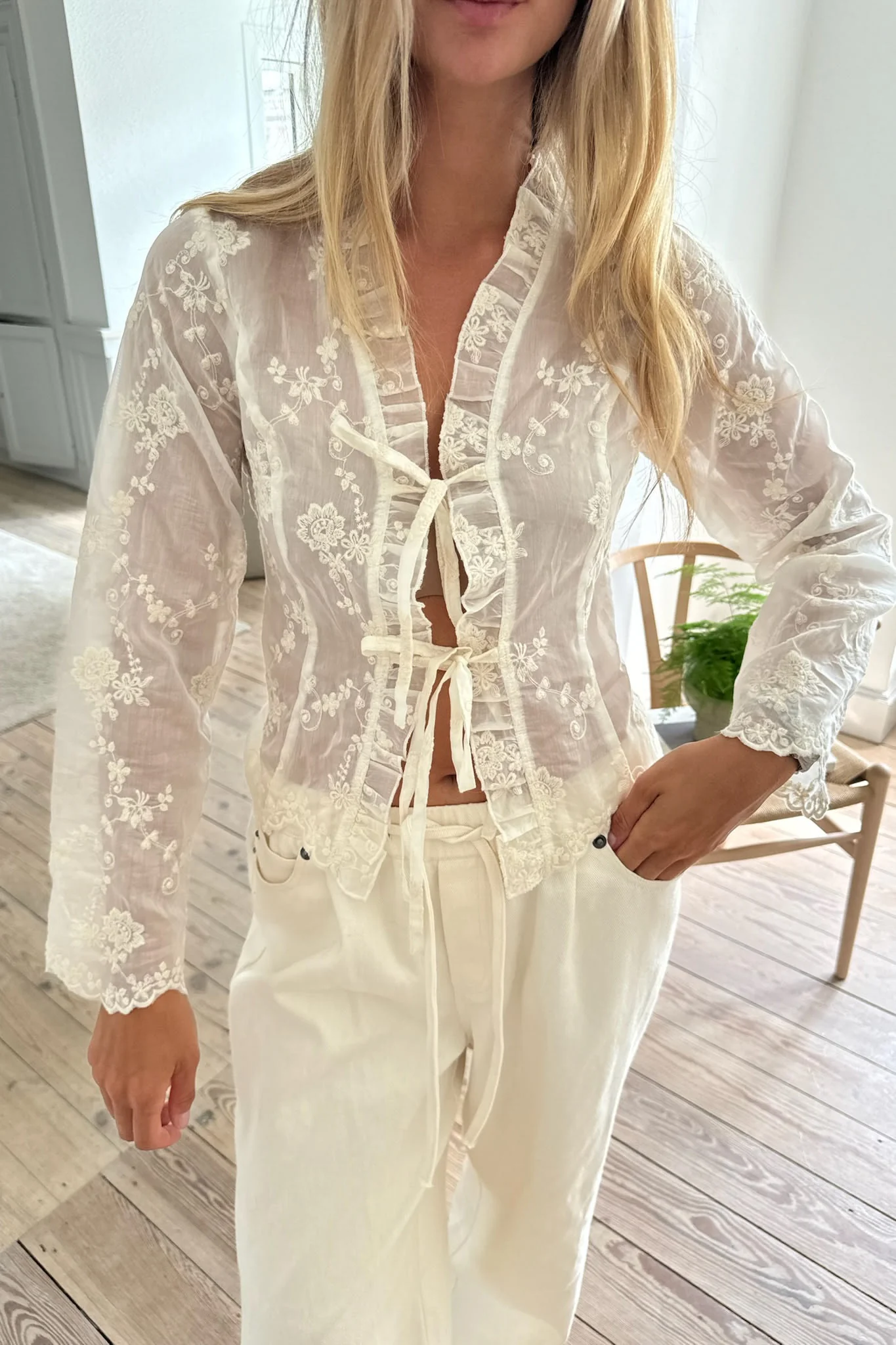 TamiIC Tie Top - White Lace - Image 4