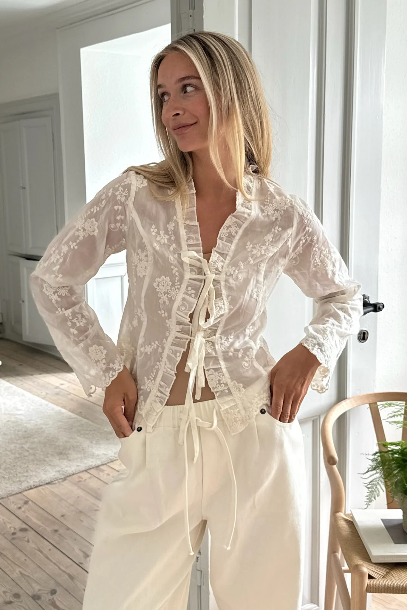 TamiIC Tie Top - White Lace - Image 5