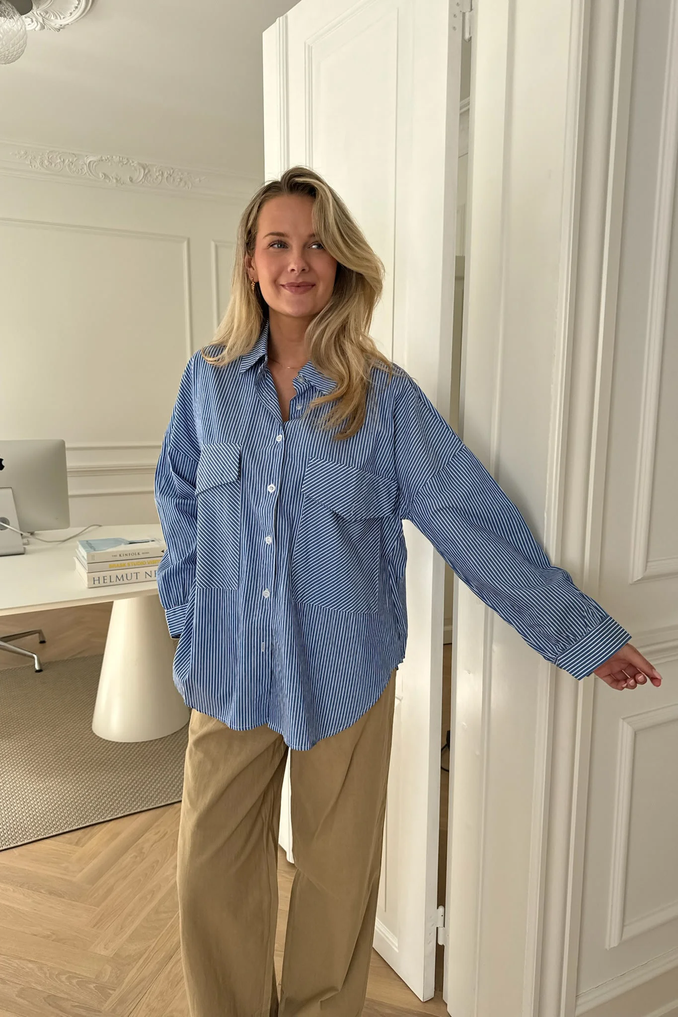 TheldaIC Shirt - Dark Blue White Stripe - Image 3