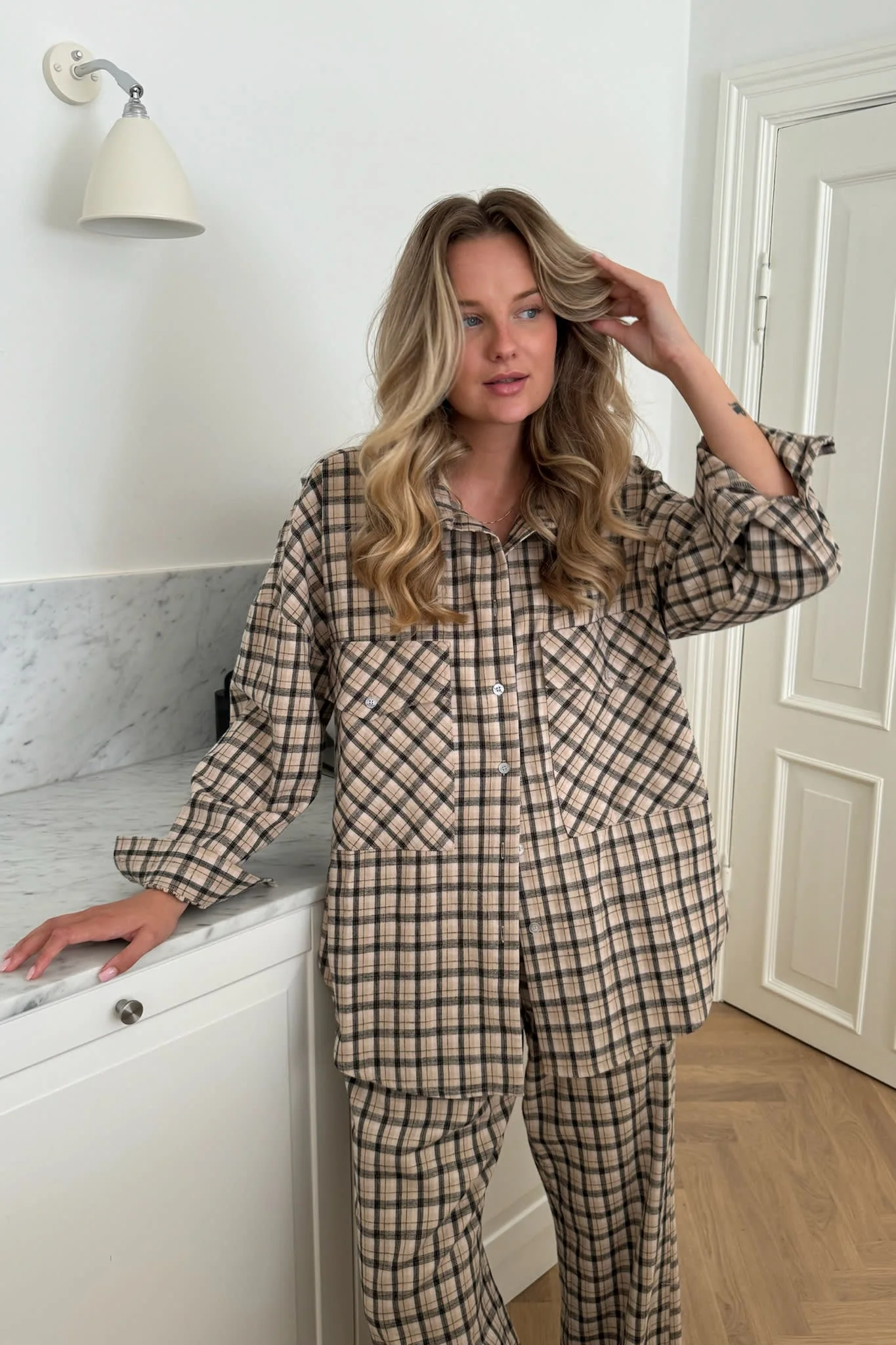 TheldaIC Shirt - Beige Black Checks - Image 5