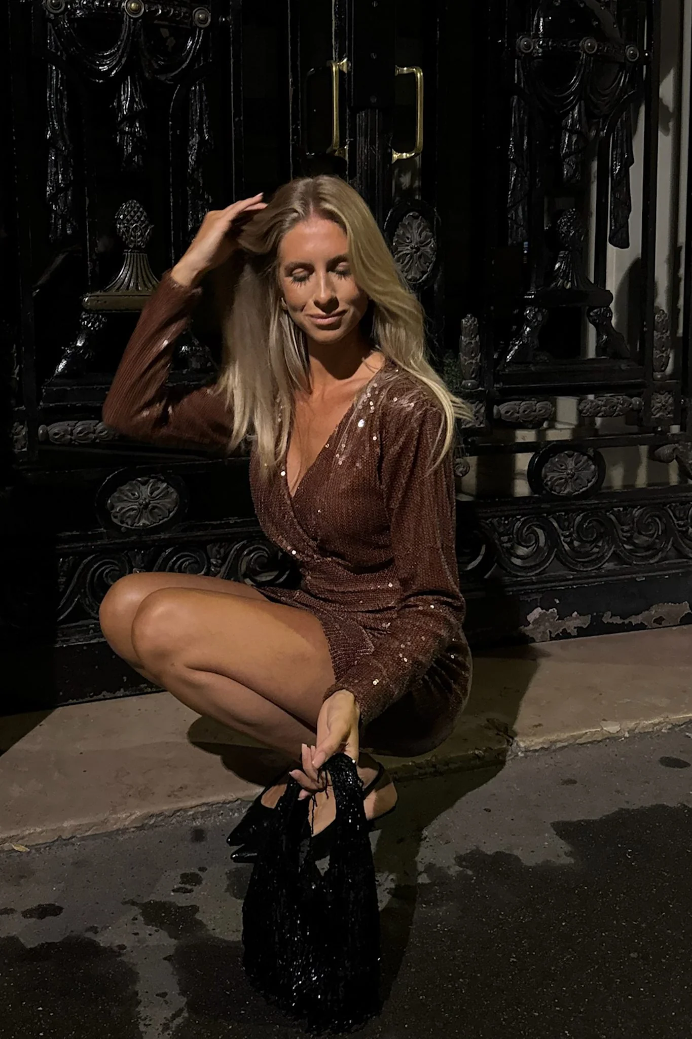 TrineIC Dress - Brown Sequin - Image 4