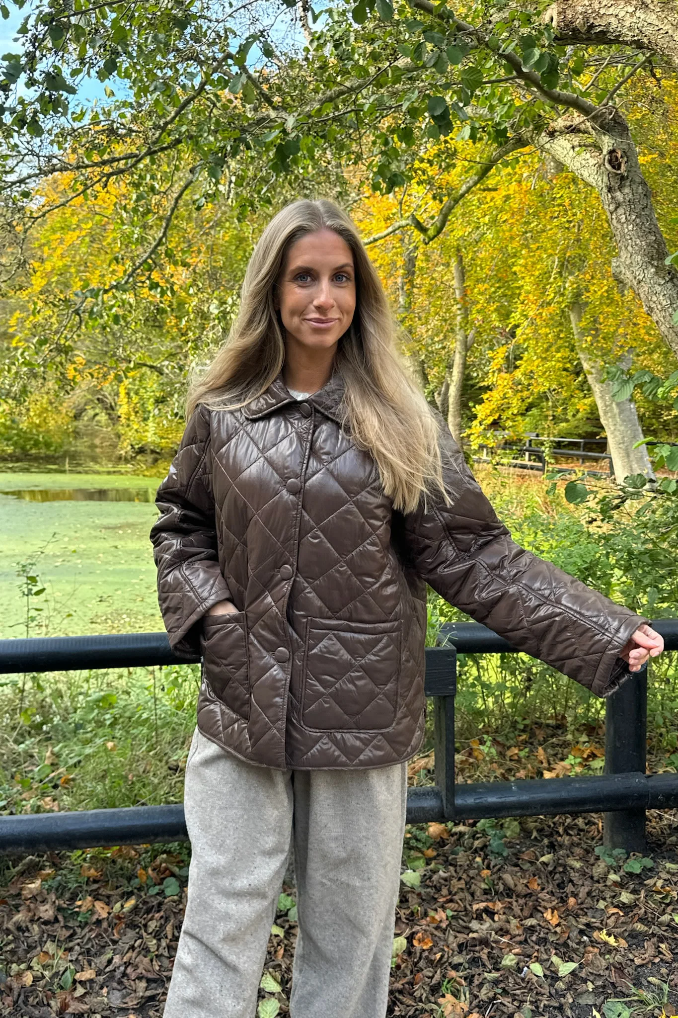 UmaIC Quilted Jacket - Chocolate Brown - Image 10