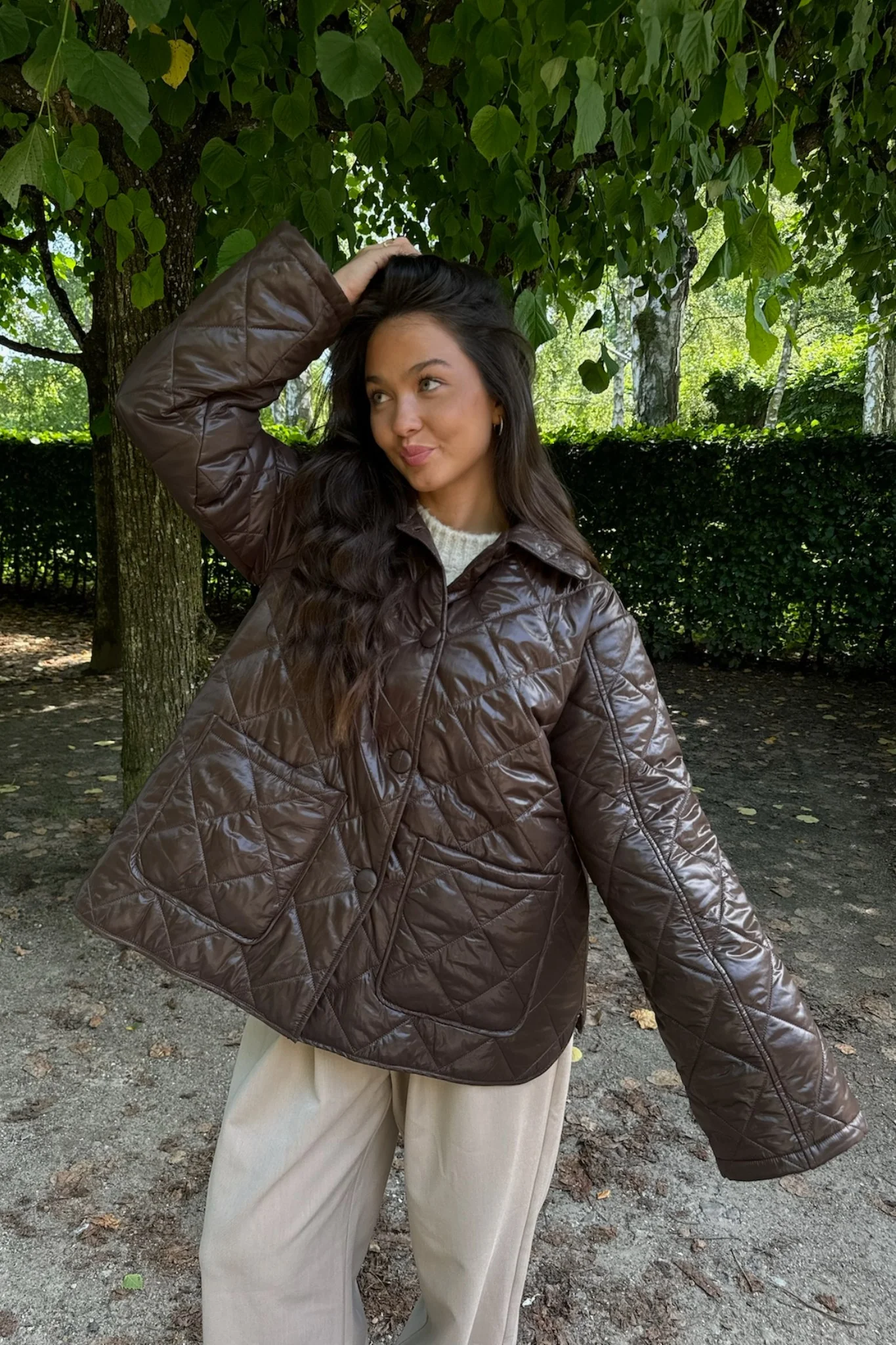 UmaIC Quilted Jacket - Chocolate Brown - Image 12
