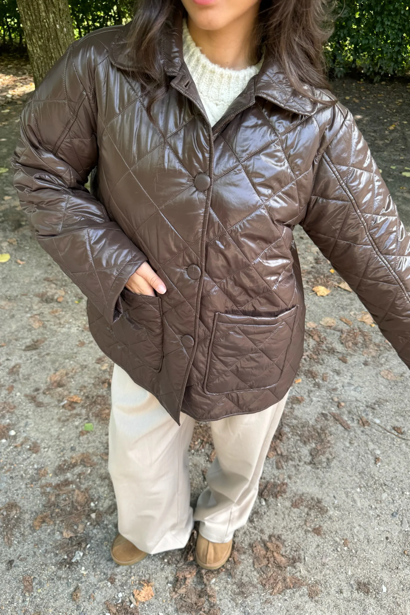 UmaIC Quilted Jacket - Chocolate Brown - Image 13