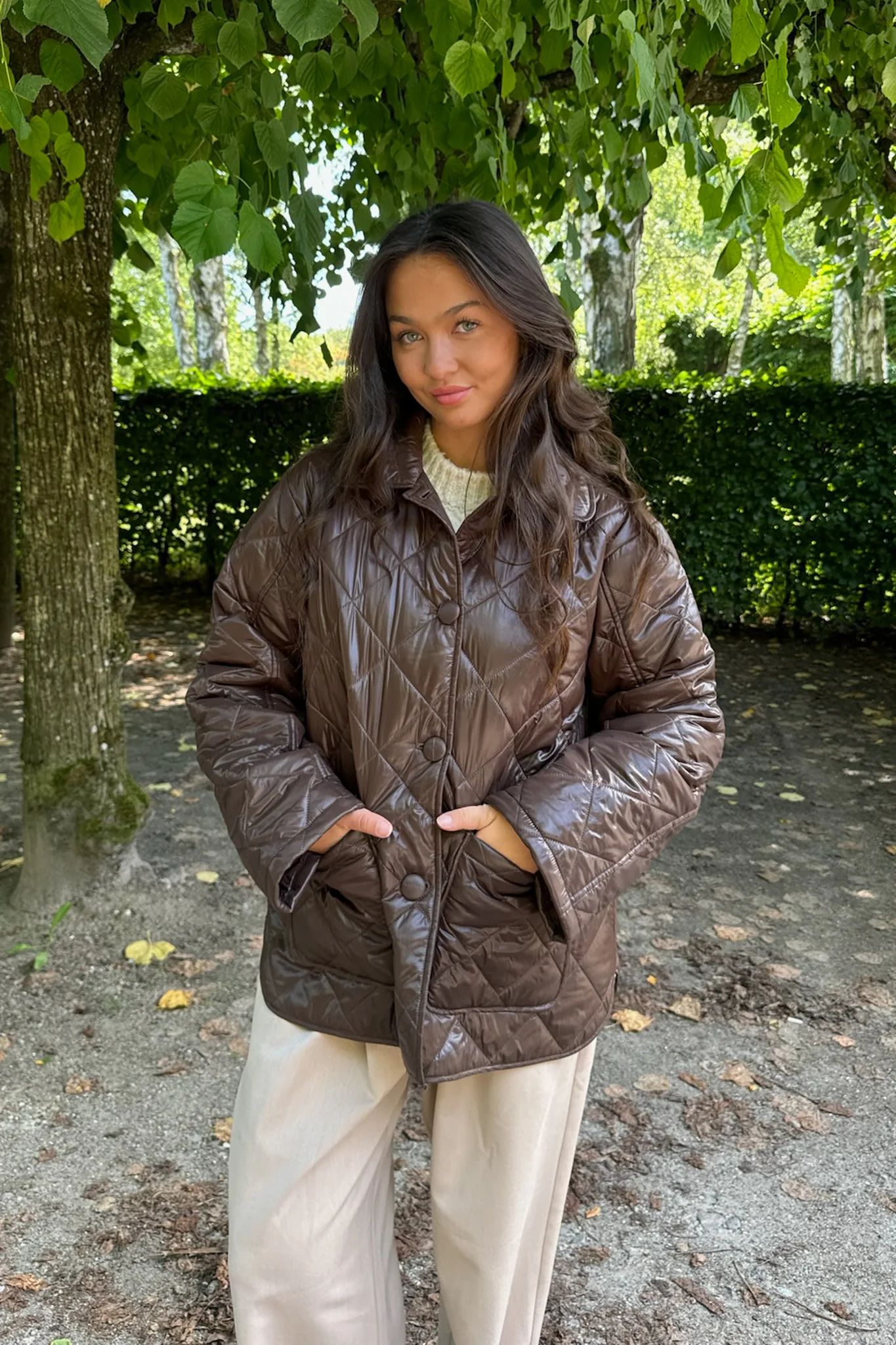 UmaIC Quilted Jacket - Chocolate Brown - Image 14