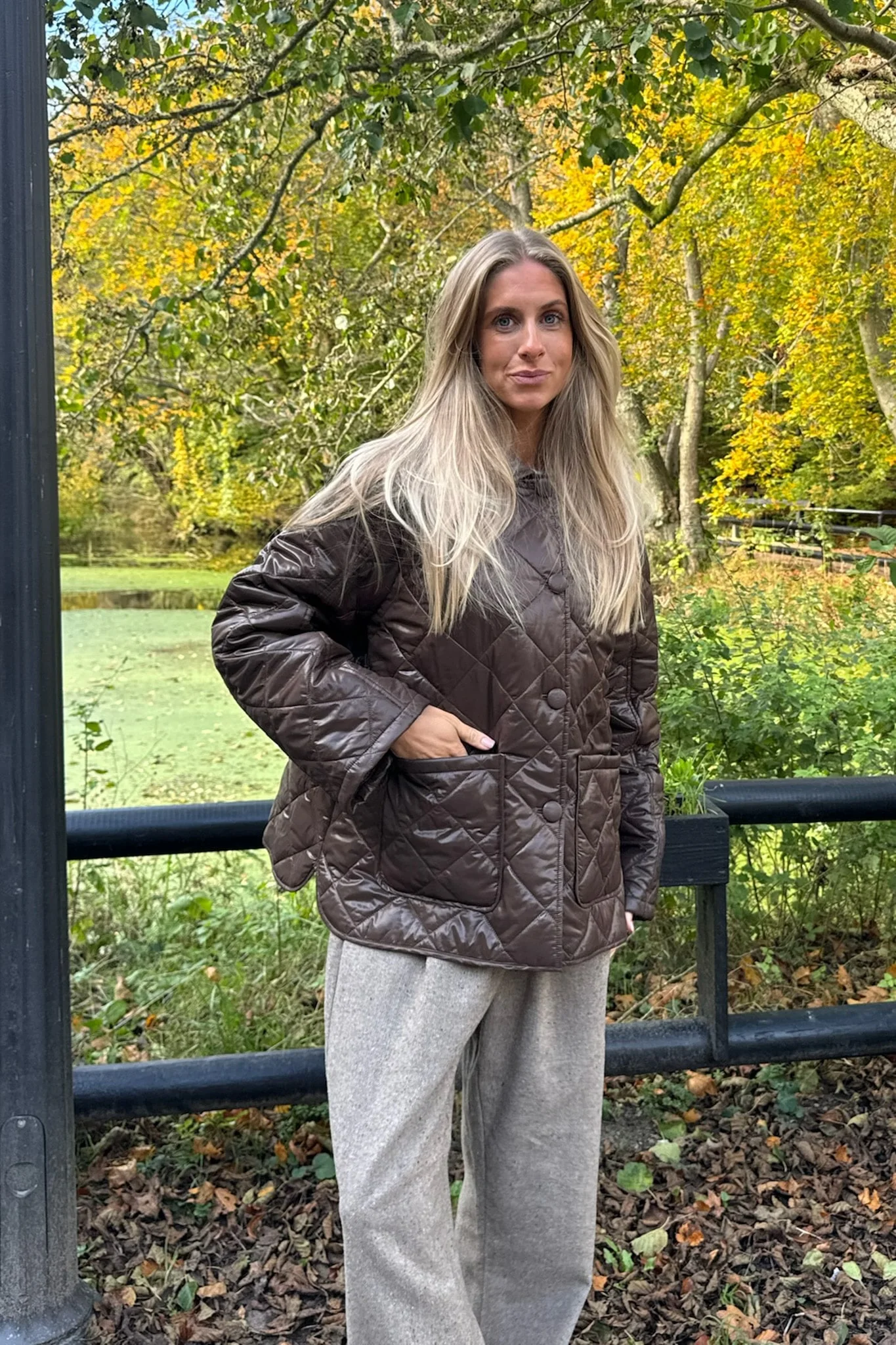 UmaIC Quilted Jacket - Chocolate Brown - Image 9