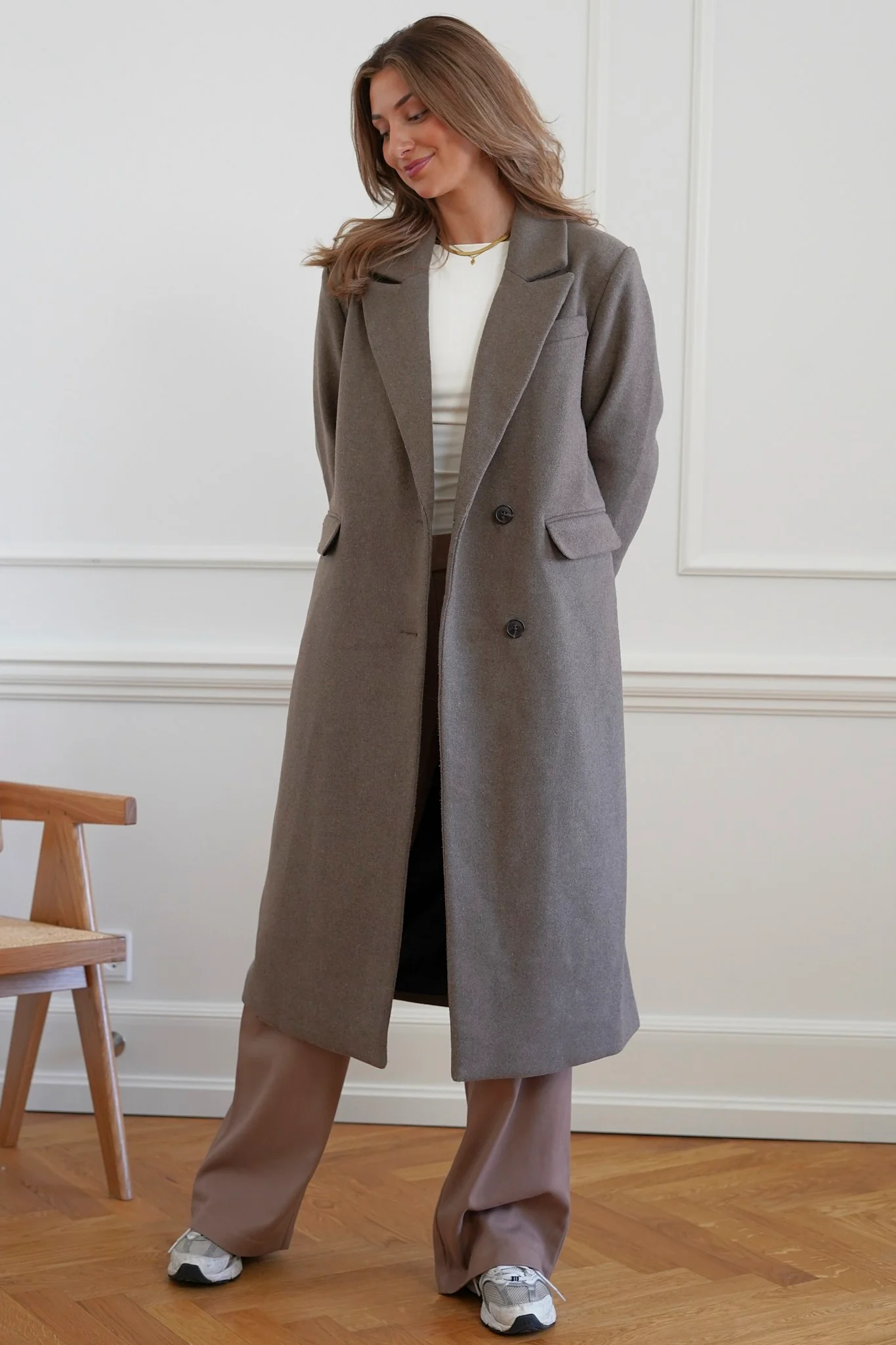 VMVenetavega Long Wool Coat - Chocolate Chip - Image 3