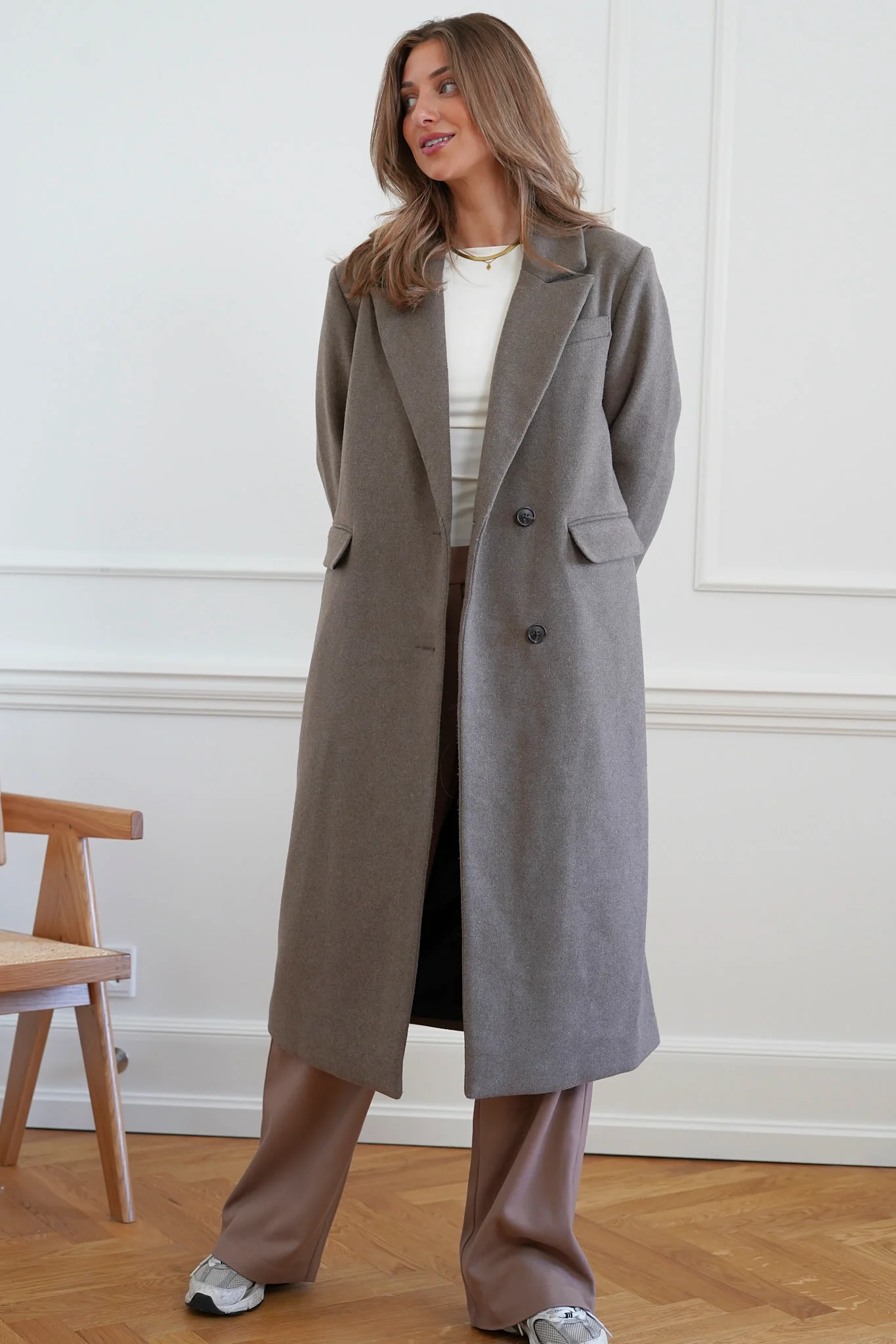 VMVenetavega Long Wool Coat - Chocolate Chip - Image 5