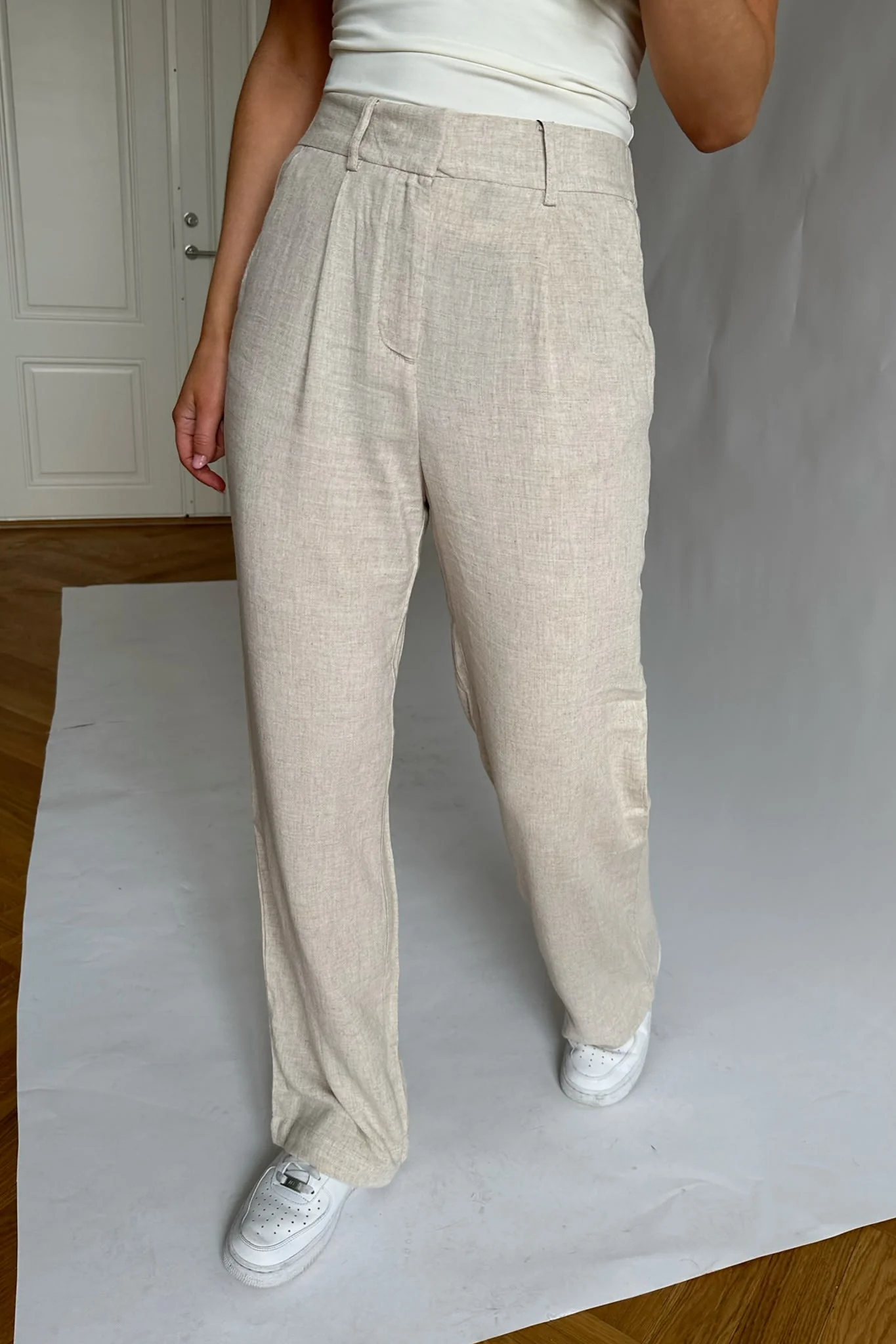 VMVera MR Wide Linen Pants - Oatmeal Nature Tone - Image 7