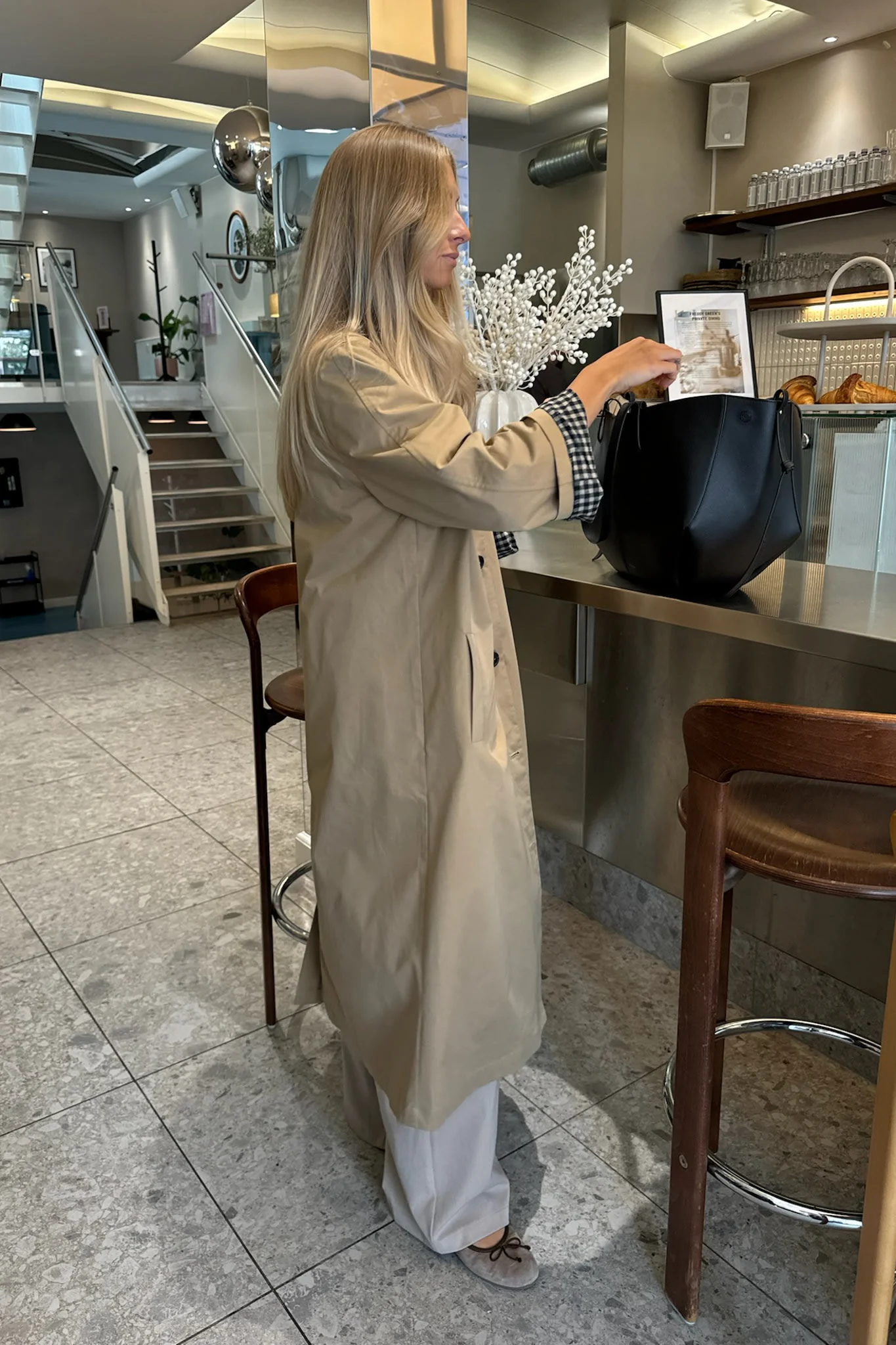 ViolaIC Trenchcoat - Beige W. Checks - Image 8