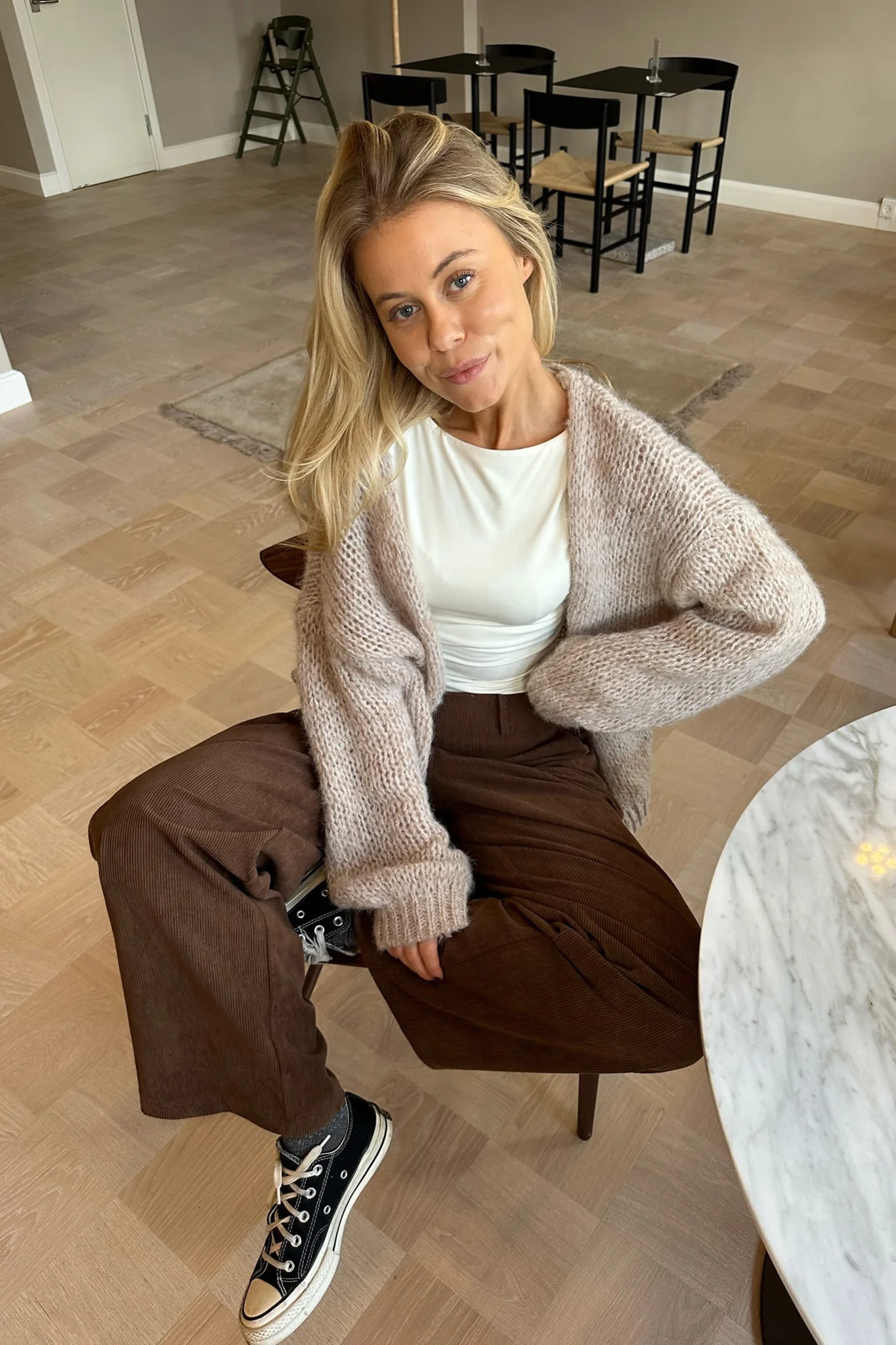 VMBella LS Open Cardigan - Pumice Stone W. Silver Mink - Image 6