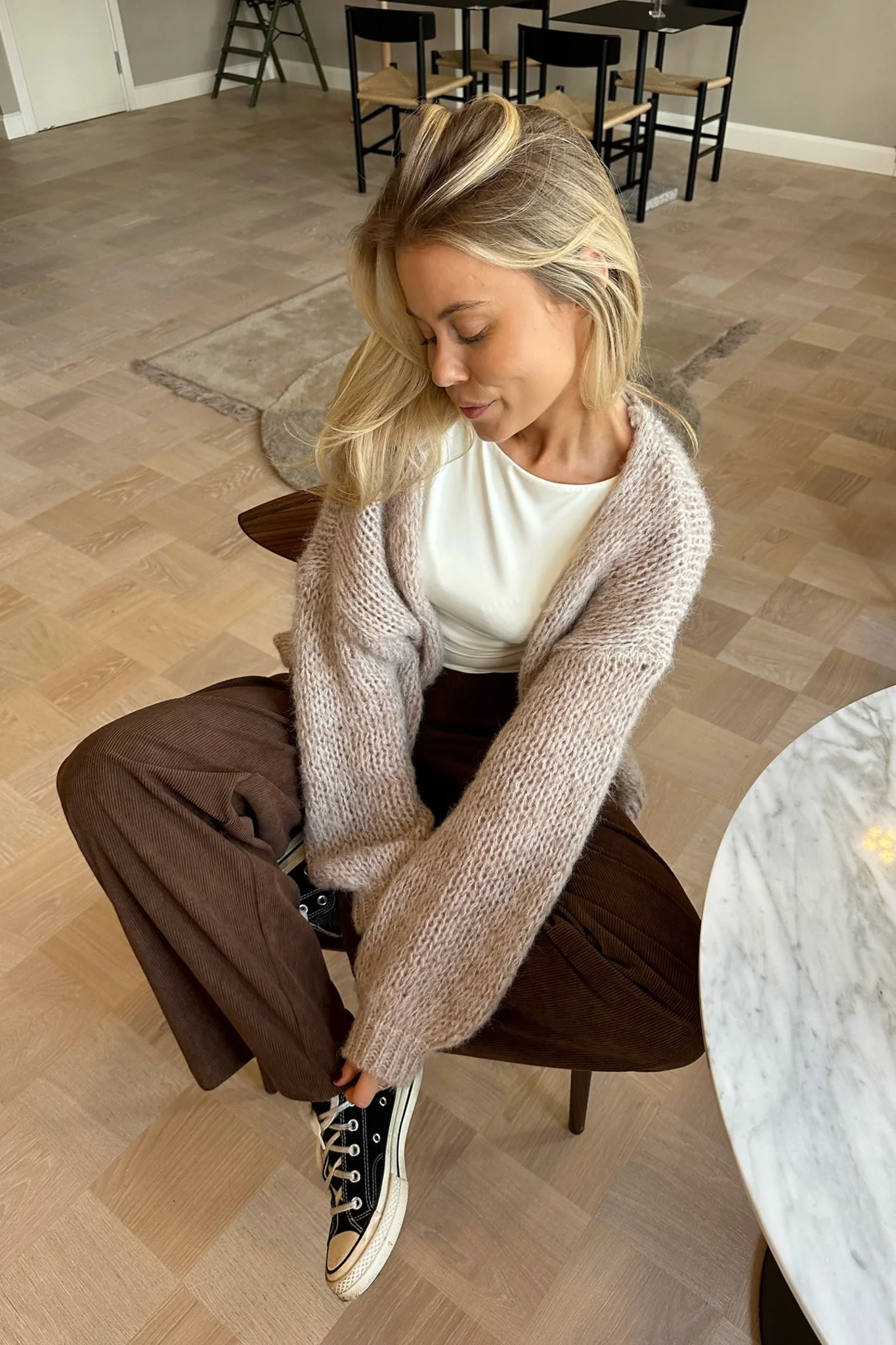 VMBella LS Open Cardigan - Pumice Stone W. Silver Mink - Image 7