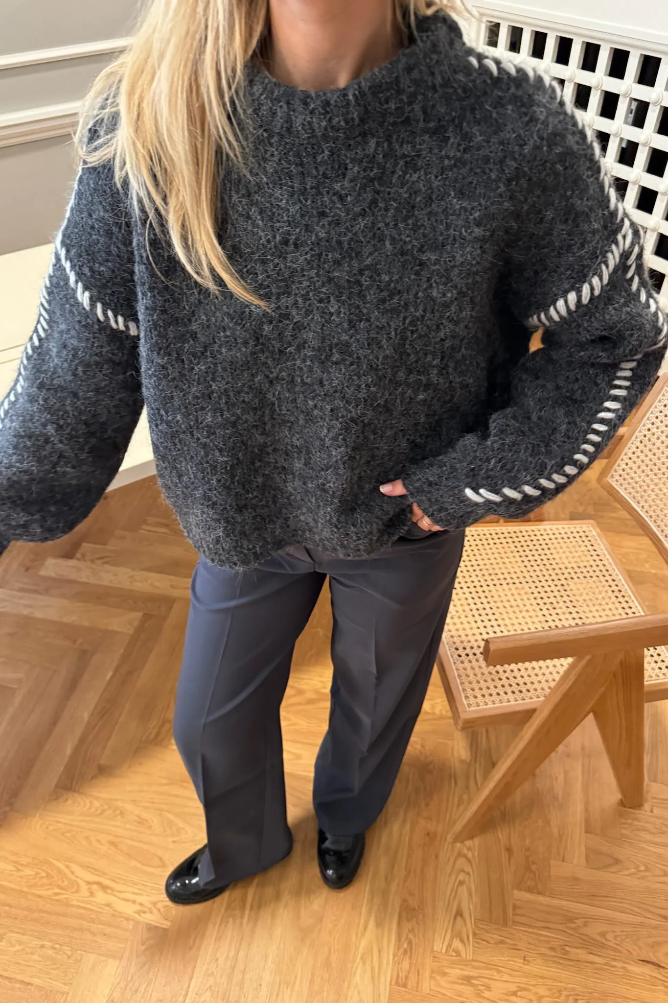 VMZen LS Oneck Pullover - Dark Grey Melange - Image 2