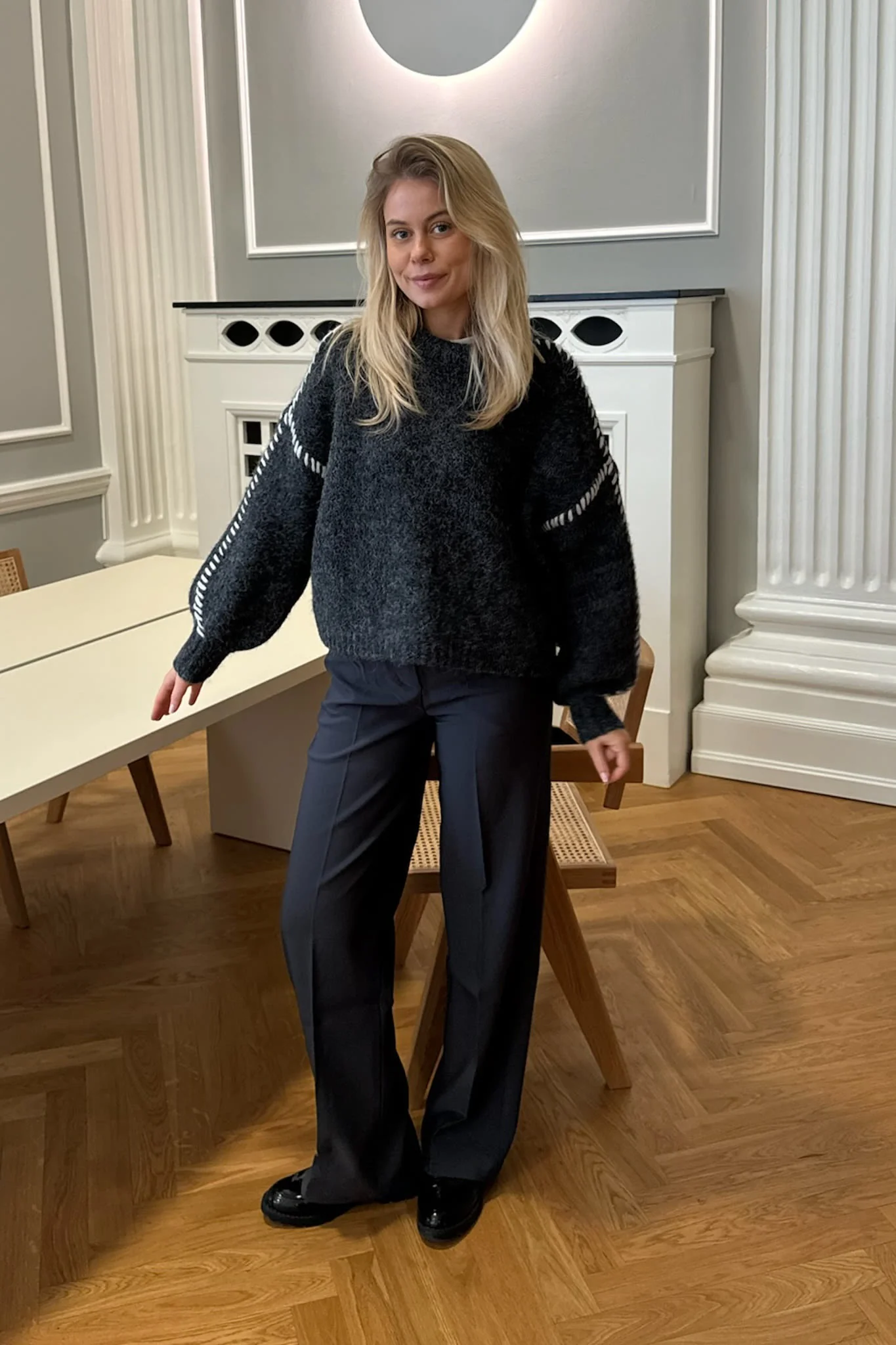 VMZen LS Oneck Pullover - Dark Grey Melange - Image 5